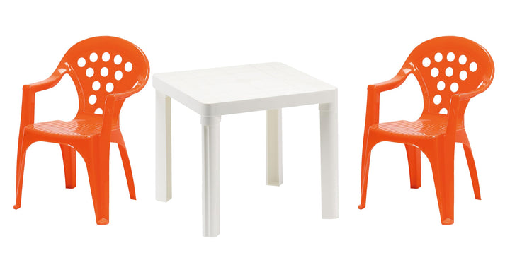 Hline Kinder Garten Sitzgruppe Tisch mit Stühlen Gartenstuhl Sessel (1 Tisch 2 Stühle rot), 1 Tisch