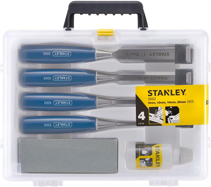 Stanley 5002 Fasenkante MeiÃŸel Satz von 4 & Oilstone Einzelbett, Einzelbett