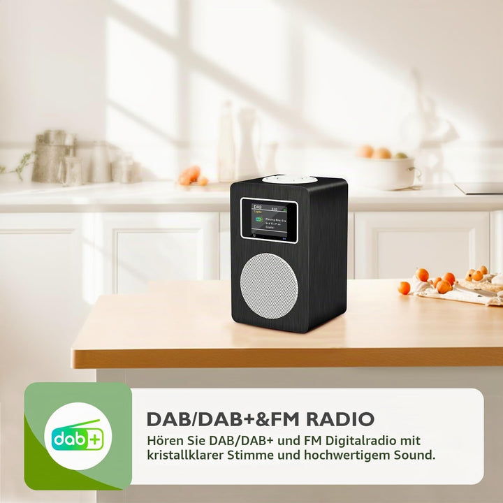 MangoKit MD4 DAB Radio mit Bluetooth,DAB Plus Digitalradio,UKW Radio,Küchenradios,Netz- und Batterie