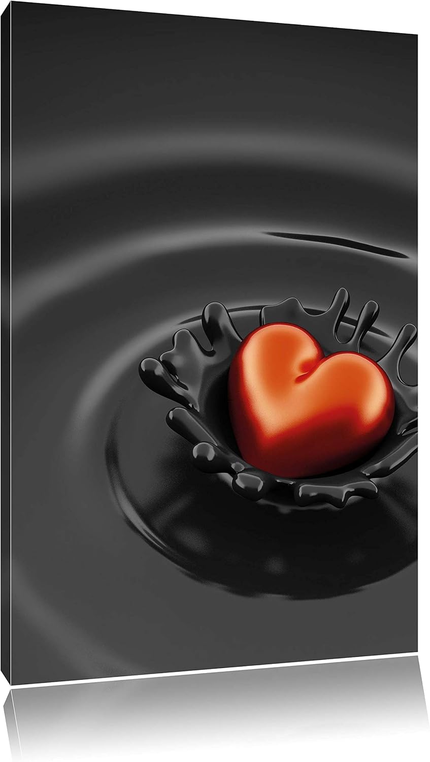 Pixxprint Rotes Herz in Schokolade als Leinwandbild/Grösse: 100x70 / Wandbild/Kunstdruck/fertig besp