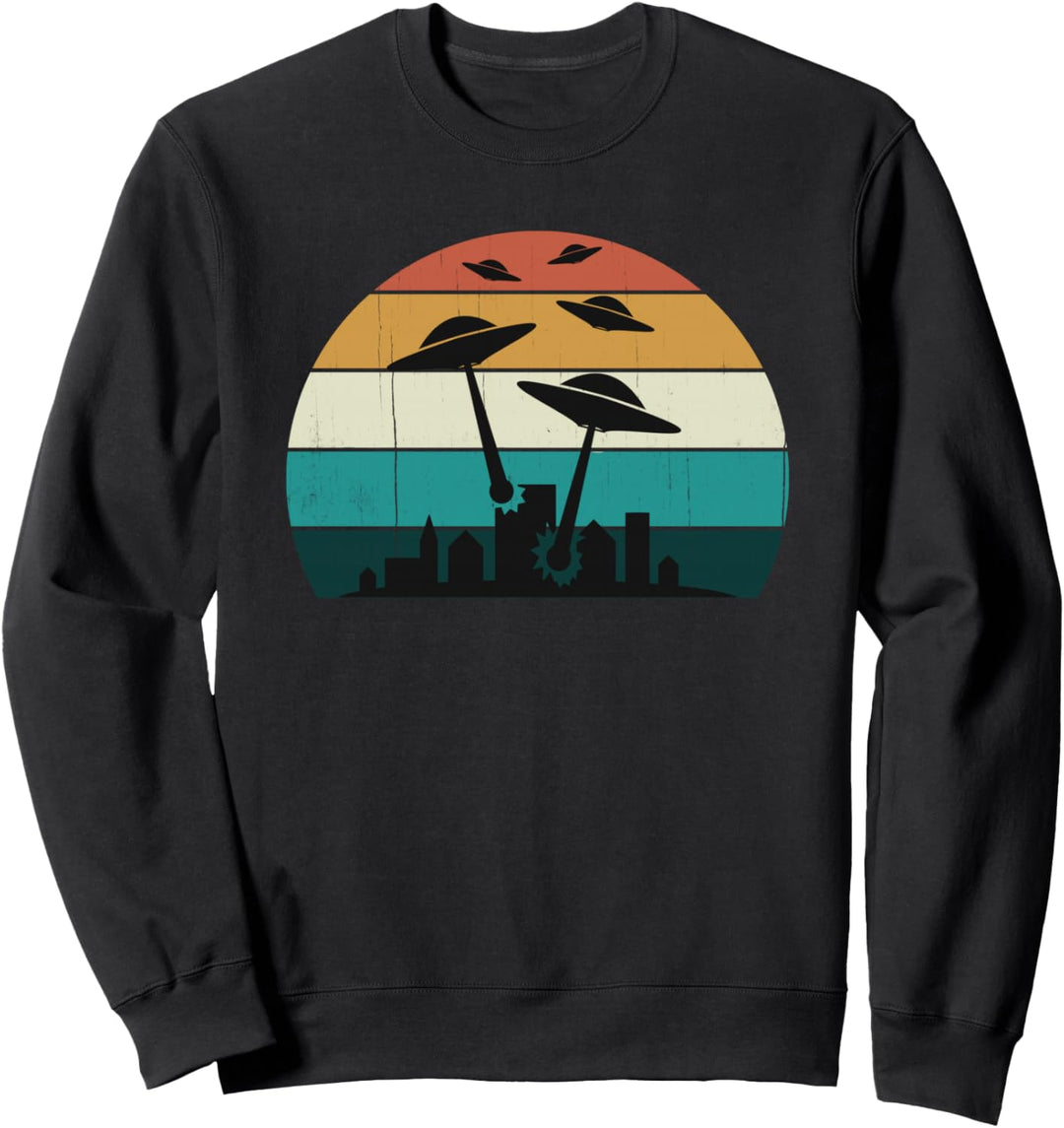 Retro-UFO-Angriff bei Sonnenuntergang - coole klassische Sweatshirt