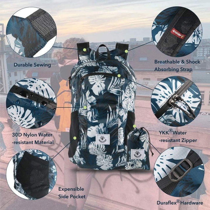 4Monster Faltbarer Rucksack Ultra Leicht, Unisex Tagesrucksack Outdoor, Wasserdichter Wanderrucksack