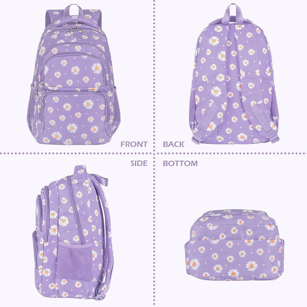 Schulrucksack Mädchen Teenager Damen Schultasche Rucksack Set Gänseblümchen Schulranzen für Mädchen