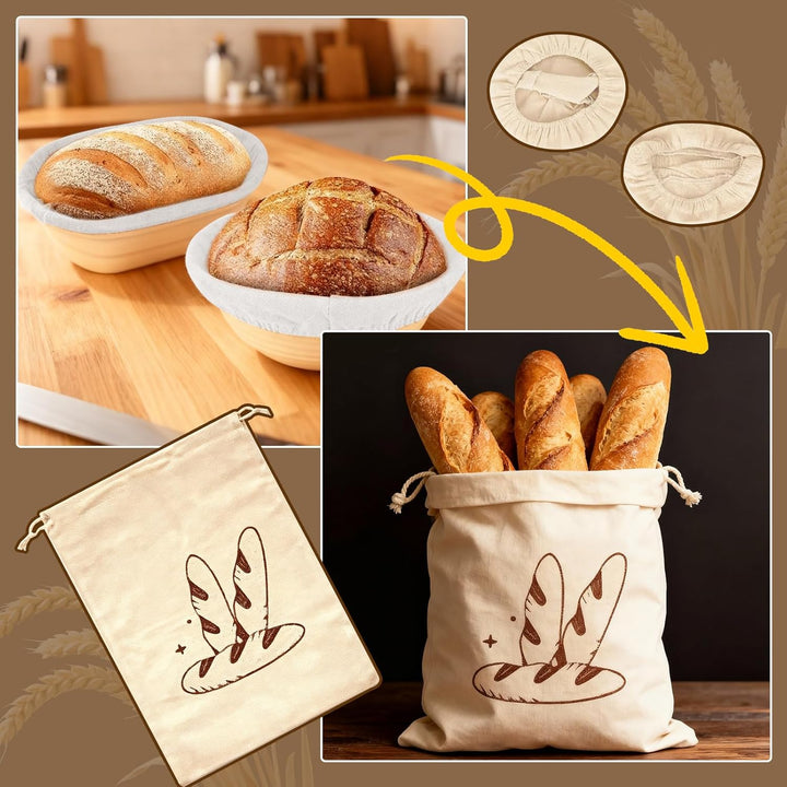 31 Stück Gärkörbchen für Sauerteig Starter Set,Gärkorb aus Silikon Brotlahme, kompletter Brotgärkorb