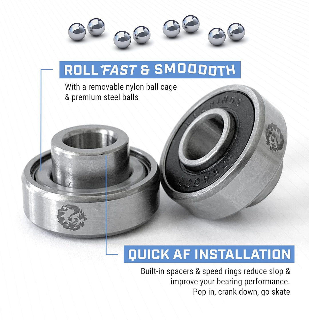 FIREBALL Dragon Precision Skateboard Bearings | 608 Bearing for Skateboards, Longboards, Inline Skat