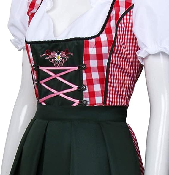 Funhoo Damen Mädchen Oktoberfest Dirndl Kostüm Bayerische Trachten Bayern Trachtenkleid Outfits für