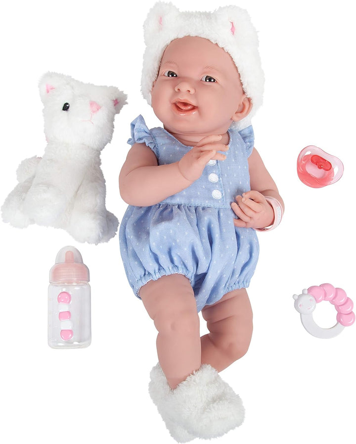 jc toys 18062 OSO de Peluche Puppe, La Newborn Baby Play, Blau/Weiss, Blau/Weiss