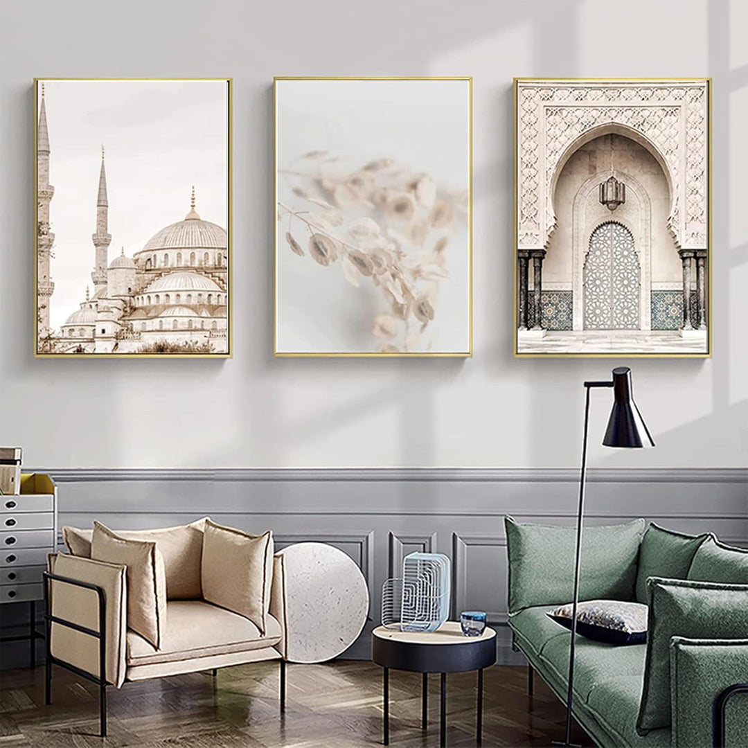 JNAOZI Arabische Kalligraphie Leinwand Drucke, Islamische Poster, Gold Islamische Kirchenbilder,Isla