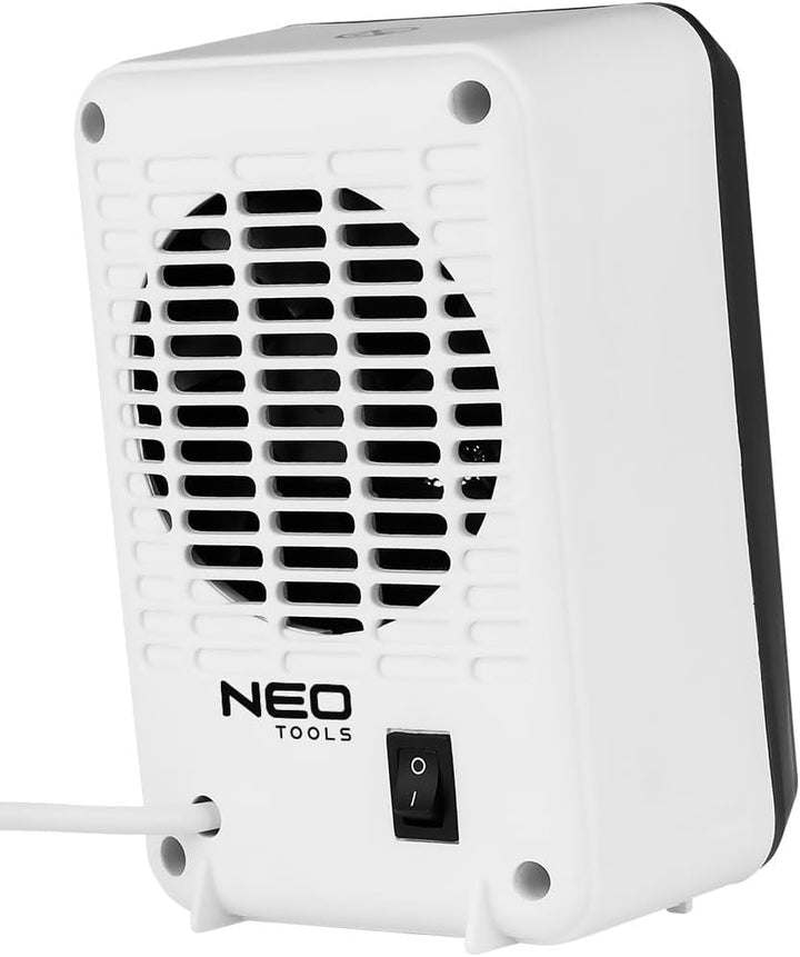 NEO TOOLS Tisch-Heizlüfter, 600W - Kompakter Mini-Heizlüfter mit Thermostat & Kippschutz, ideal für