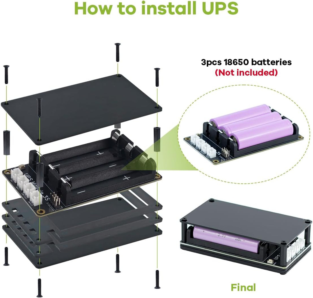 LAFVIN UPS Module 3S Uninterruptible Power Supply Module for Raspberry Pi/Jetson Nano Supports Charg