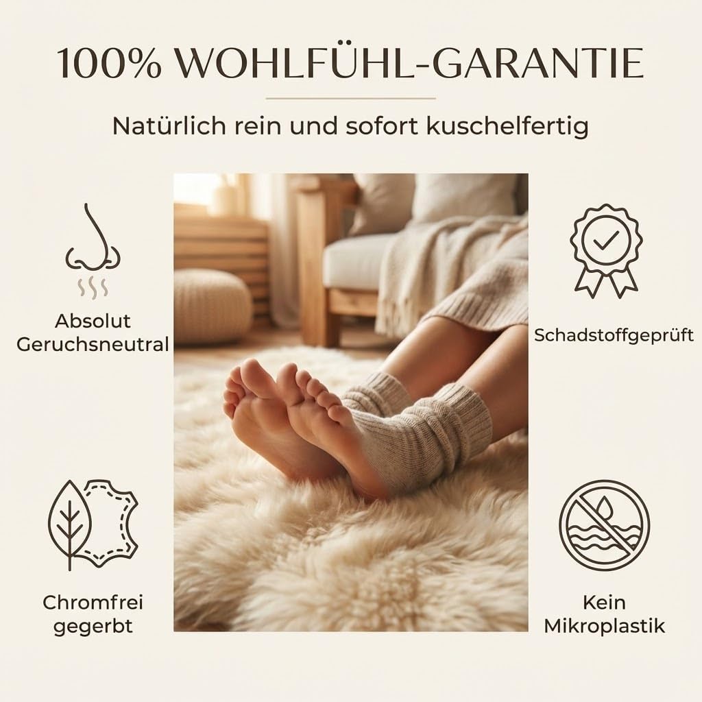 Premium Lammfell Schaffell von LANABEST hell-beige. Echtes Fell mit ganz zarter Wolle. Kuschelfell,