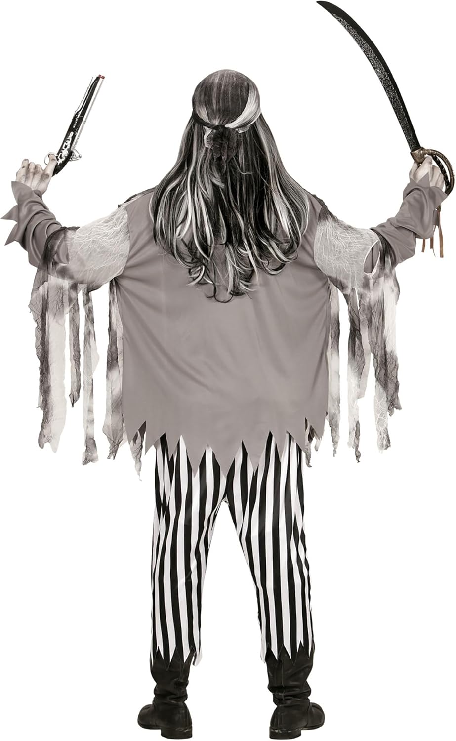 "GHOST SHIP PIRATE" (shirt with bone chest, jacket, pants, bandana, eye-patch) - (S), S