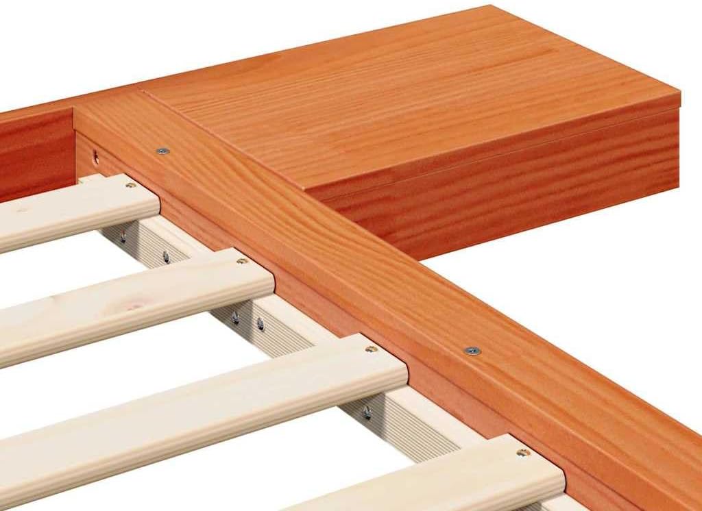 vidaXL Bettgestell mit Kopfteil mit Speicher Braun 140 x 200 cm Holz, Modernes Schlafzimmer-Setup, r