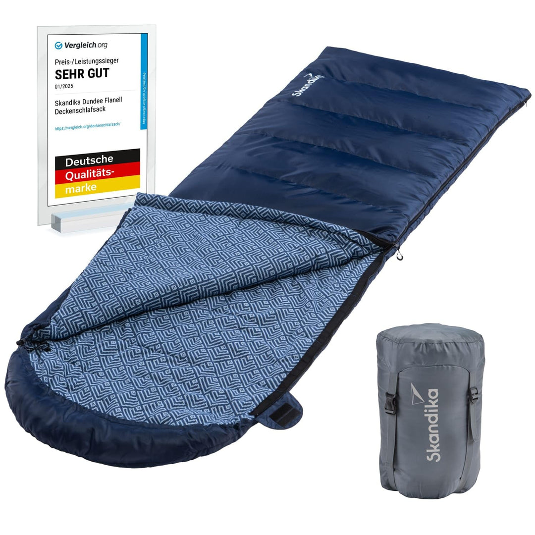 Skandika Deckenschlafsack Dundee Flanell | Baumwolle, Luxus-Qualität, koppelbar, Doppelschlafsack, 3