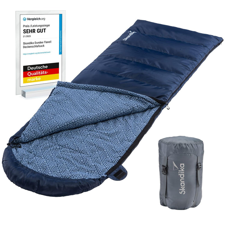 Skandika Deckenschlafsack Dundee Flanell | Baumwolle, Luxus-Qualität, koppelbar, Doppelschlafsack, 3