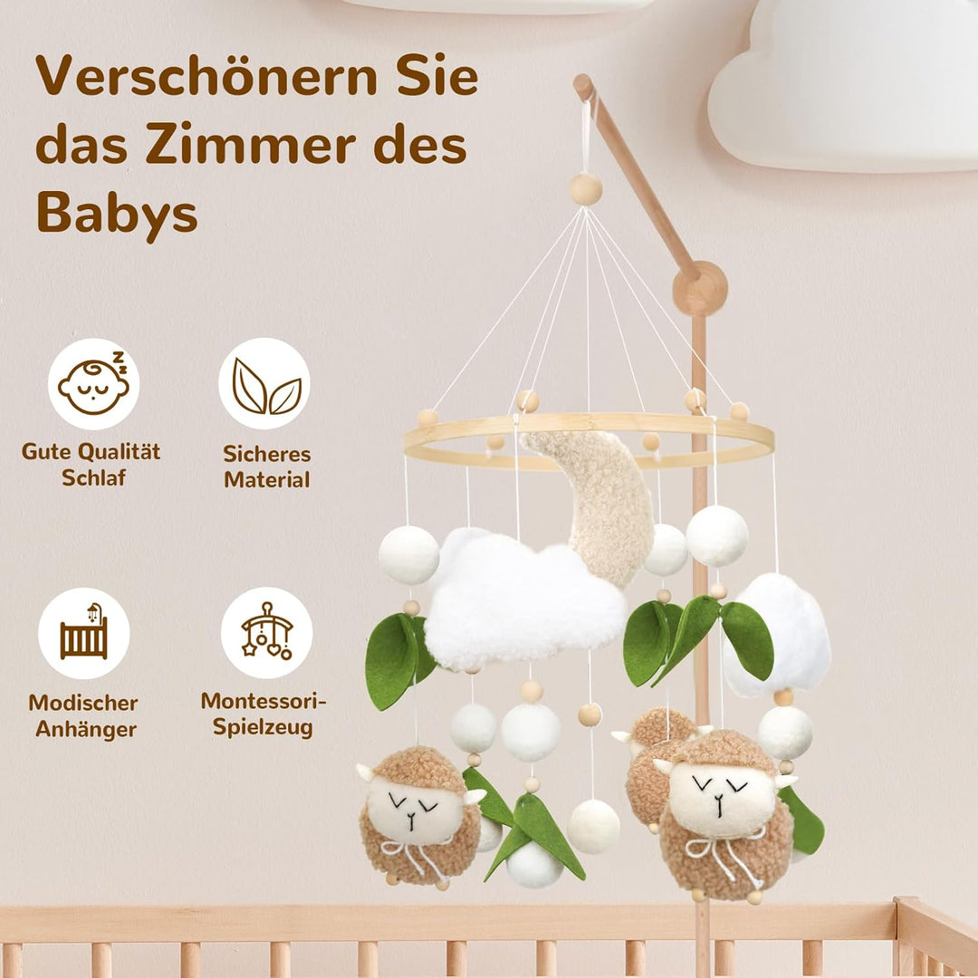 Baby Mobile Baby Windspiele, Babybett Mobile mit Drei Schaf, Mobile Wickeltisch Hängende Bettglocke,