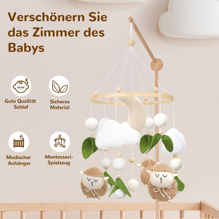 Baby Mobile Baby Windspiele, Babybett Mobile mit Drei Schaf, Mobile Wickeltisch Hängende Bettglocke,