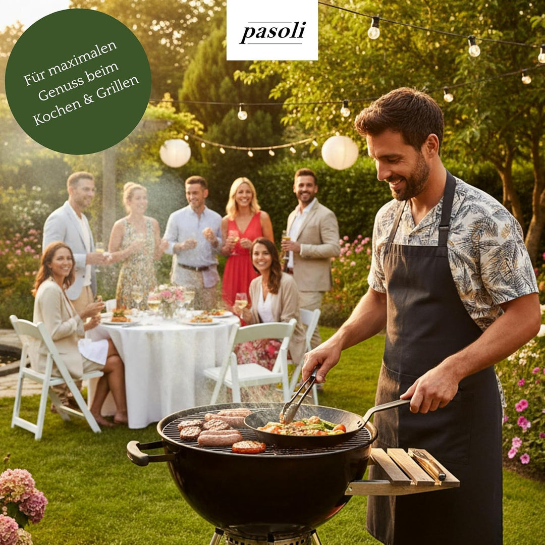 pasoli Steak-Pfanne aus Carbonstahl, voreingebrannt (mit Griffschutz) Steak-Pfanne mit Griffschutz,