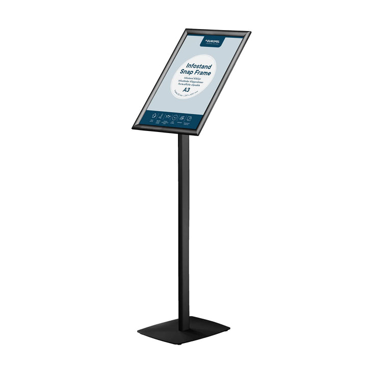 EUROPEL Infoständer mit Klapprahmen aus eloxiertem Aluminium, A3, Schwarz, Höhe 110 cm, Hoch- oder Q