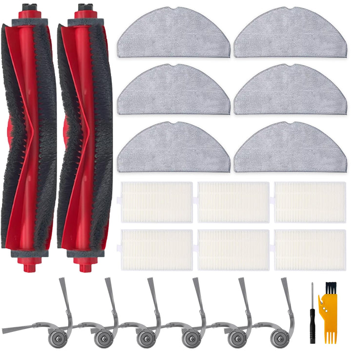 20 Pcs Zubehör für Roborock Q7 L5+ / Q7 M5 / Q7 M5+ / Q7 L5 Roboterstaubsauger, 2 Hauptbürsten, 6 Fi