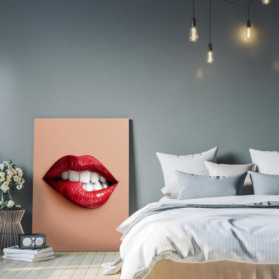 wandmotiv24 Leinwandbild 260 g/m² - Kunstdruck auf Leinwand - Wandkunst - Wandbild mit Frauen Lippen