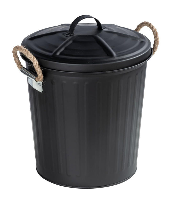 WENKO Kosmetikeimer Gara, Bad-Eimer 6 L, Retro Badezimmer Mülleimer, Geflochtene Griffe, Lackierter