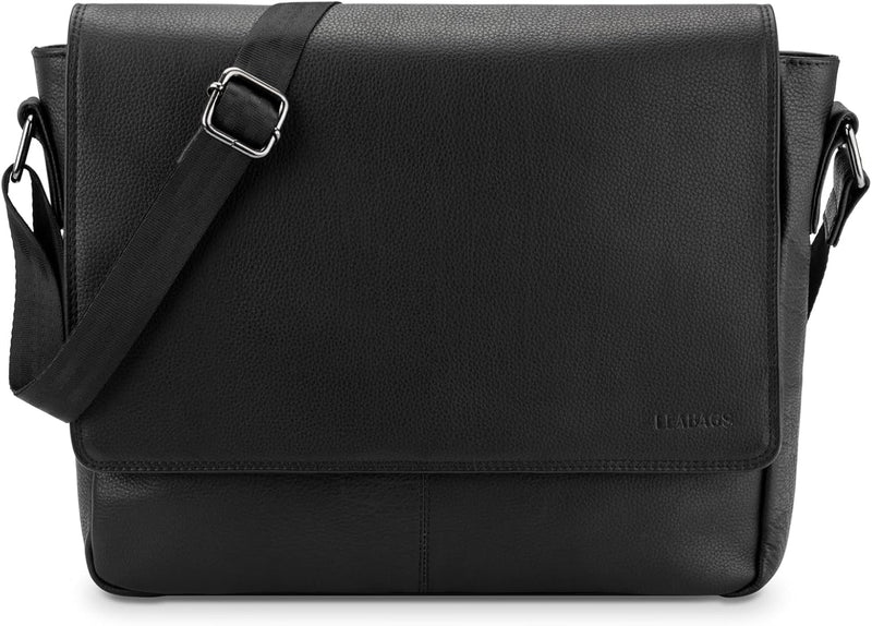 LEABAGS Leder Umhängetasche Herren & Damen I Echtleder Laptoptasche bis 14 Zoll I Messenger Bag mit