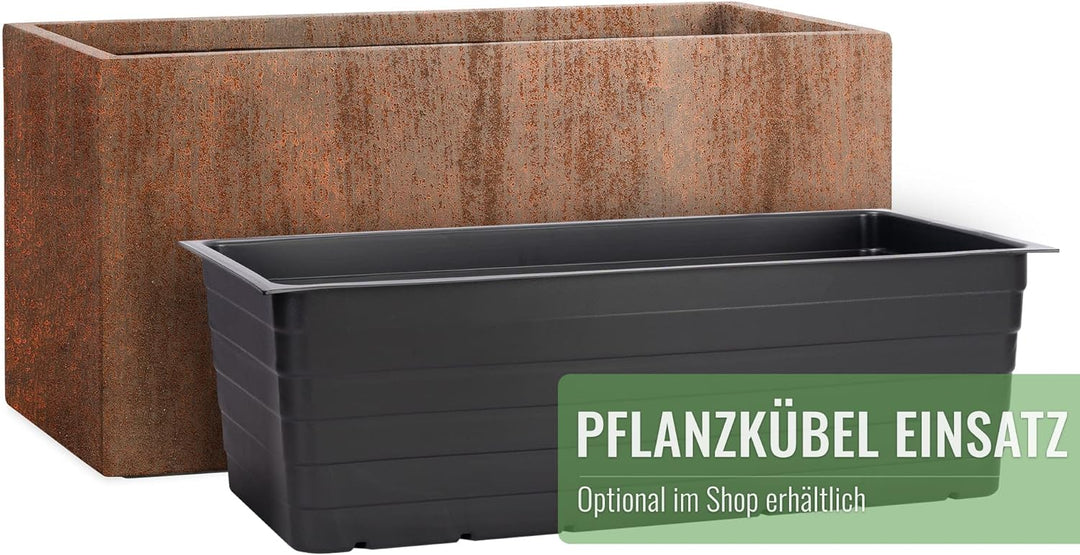 Pflanzwerk® Pflanzkübel Fiberglas TUB Rost Braun 45x100x45cm XXL *Frostbeständig* *UV-Schutz* *Quali
