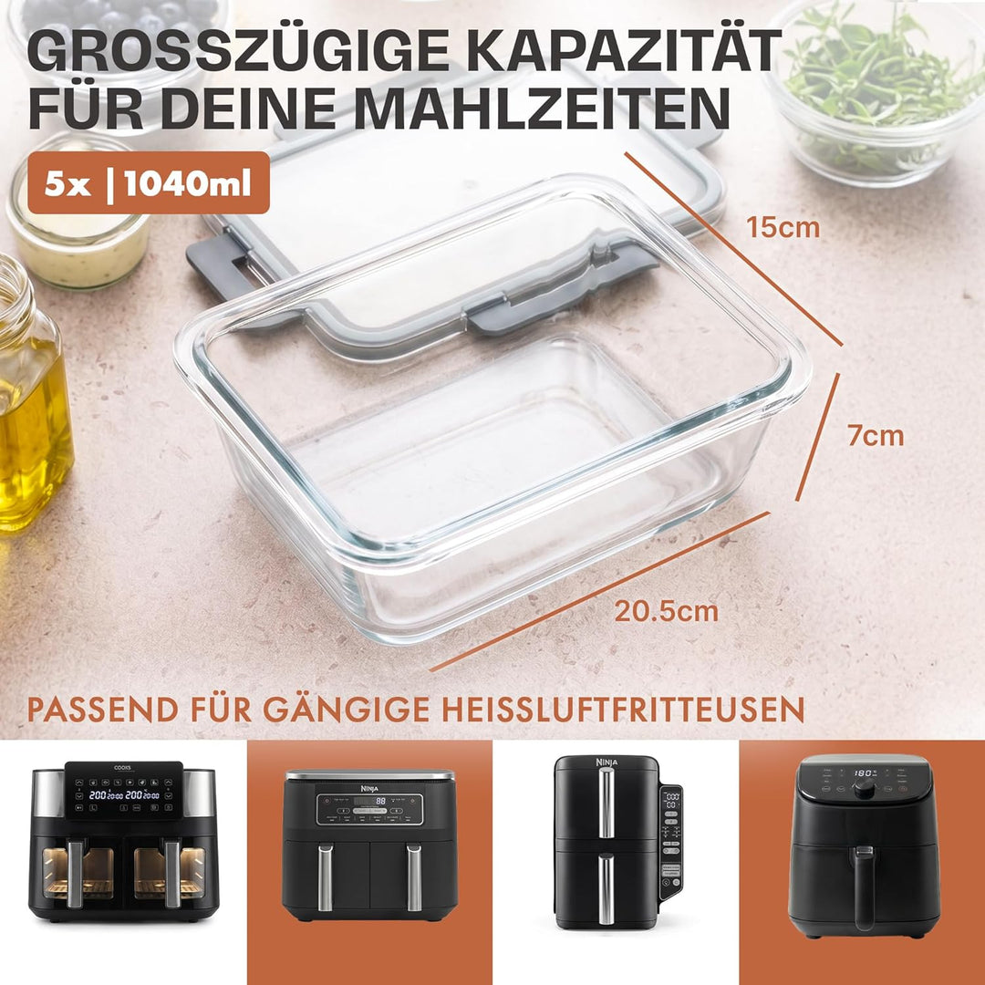 Lemontree Glasbehälter für Airfryer – Airfryer Zubehör BPA-frei, spülmaschinenfest & hitzebeständig