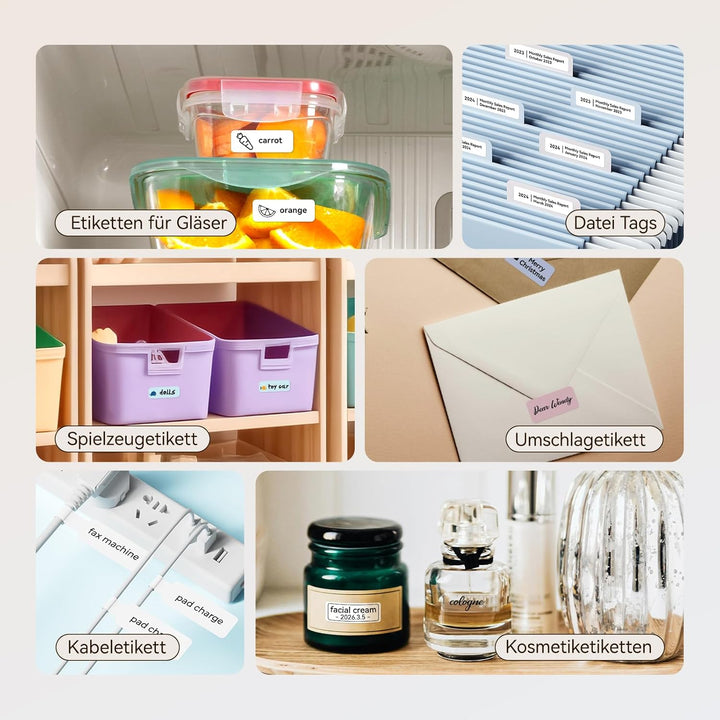 NIIMBOT Namensaufkleber Etikettendrucker, D110 Bluetooth Etikettiergerät, mit wasserdichte Etiketten