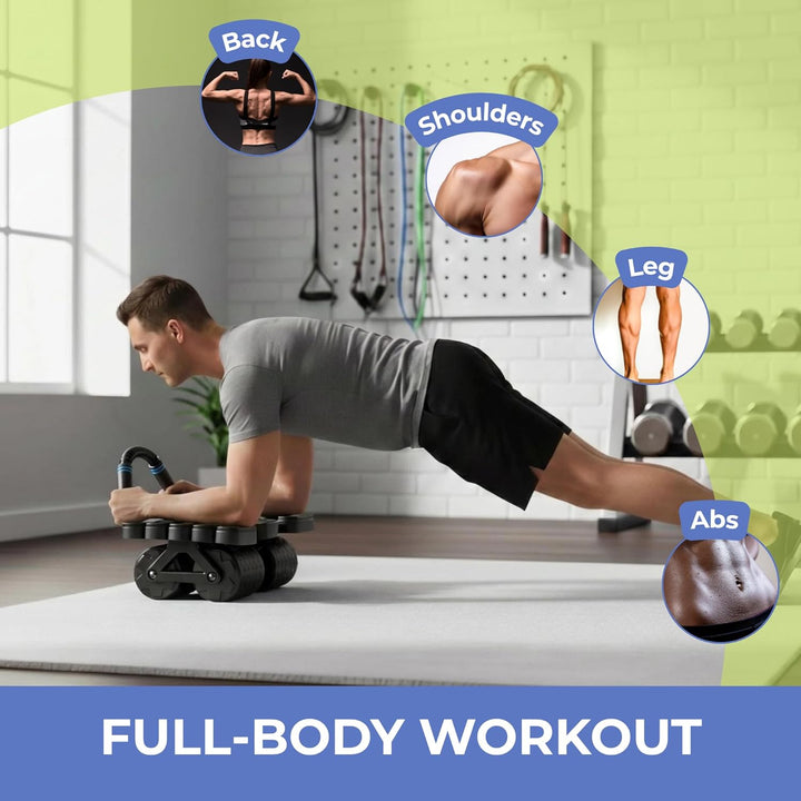 Roller für ABS mit automatischer Rückfederung. Bauchmuskeltrainer Bauchmuskelrad mit Ellbogenstütze.
