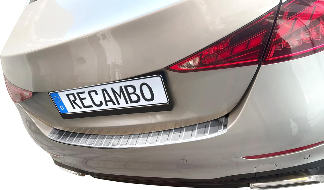 RECAMBO Ladekantenschutz Edelstahl Hochglanz poliert, Chrom Look - kompatibel für Mercedes C-Klasse
