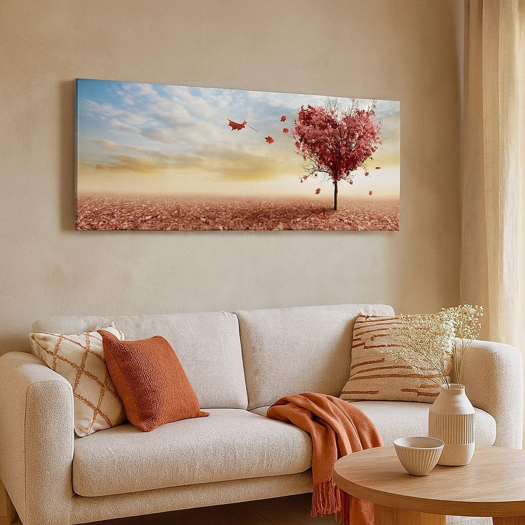 Wandbilder Dekoration Wohnzimmer Abstraktion Herbst Baum Blatt Panorama Bilder auf Leinwand 120x50cm