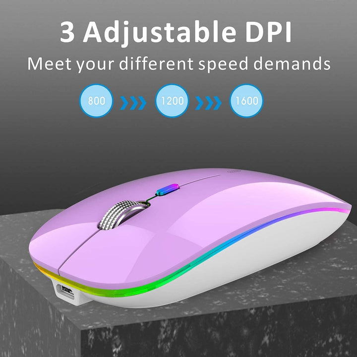 Uiosmuph G12 Maus Kabellos, LED 2.4G Leise Funkmaus Wiederaufladbar Wireless Mousemit Nano USB Empfä