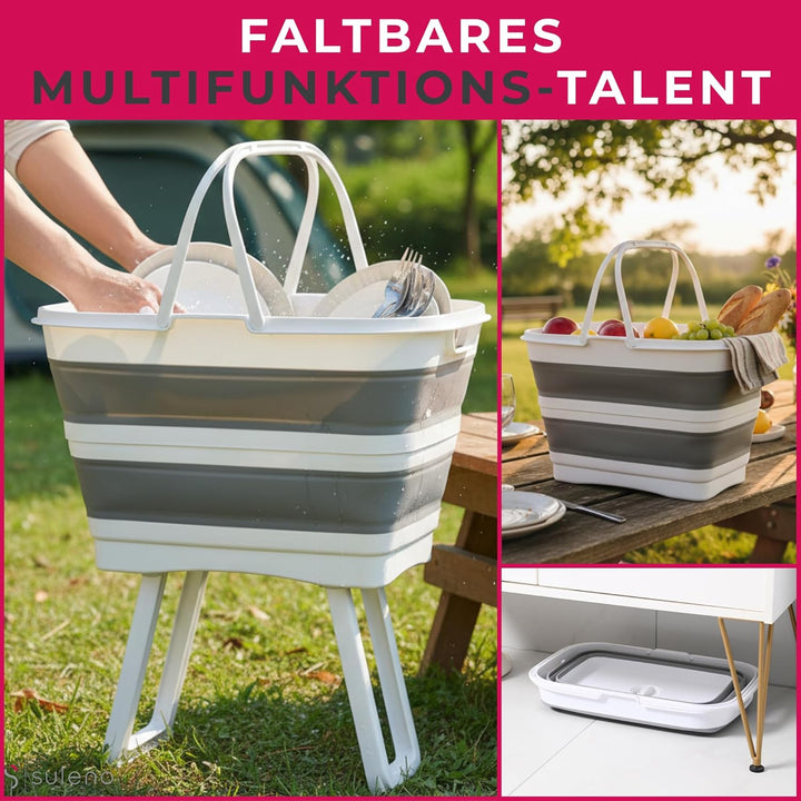 Faltbare Multifunktions-Waschwanne mit Ablauf – 26 L, wasserdicht & platzsparend – Wäschekorb faltba
