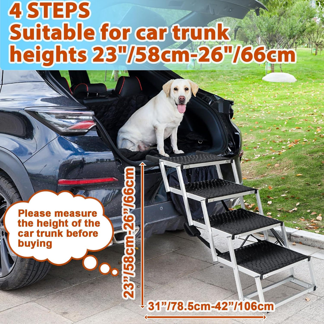 Uross Hunderampe Auto 4 Stufen, Hundetreppe Auto, Hunderampe Auto Klappbar tragbare Haustier Rampe T
