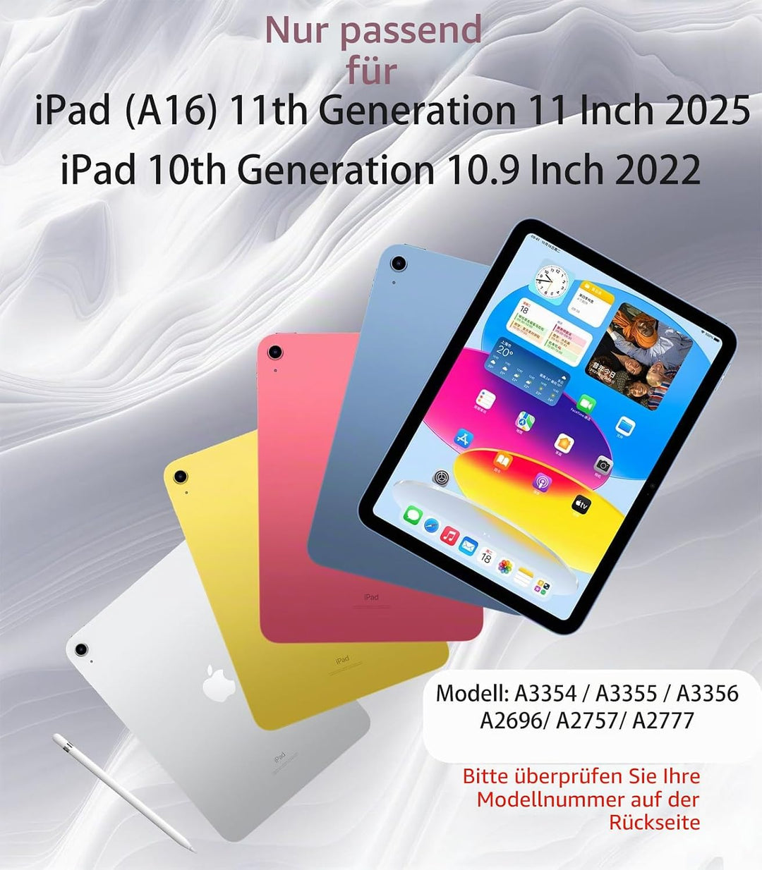 JKSML Tastatur Hülle für iPad 10 Generation 10,9 Zoll 2022, iPad 10. Gen Tastatur Hülle mit Pencil H