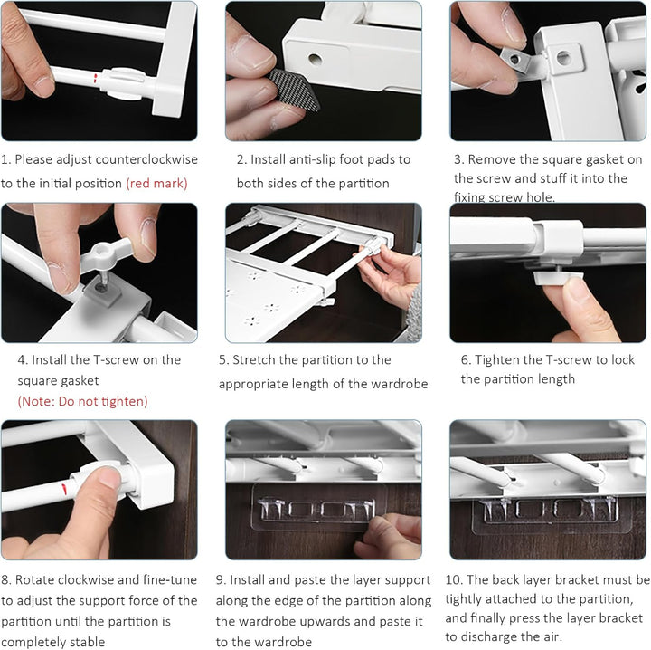 Verstellbare Regale für Schrank, Erweiterbares Einlegeböden Schrankregal, Nagelfrei Teleskop Regaltr