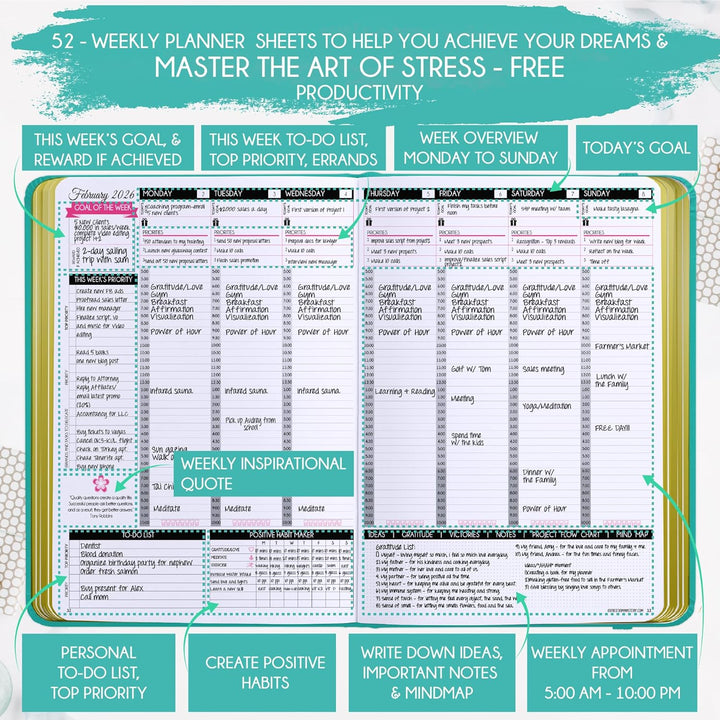 Law of Attraction Terminplaner 2025 - Deluxe Wochen- und Monatsplaner, eine 12-monatige Reise zur St