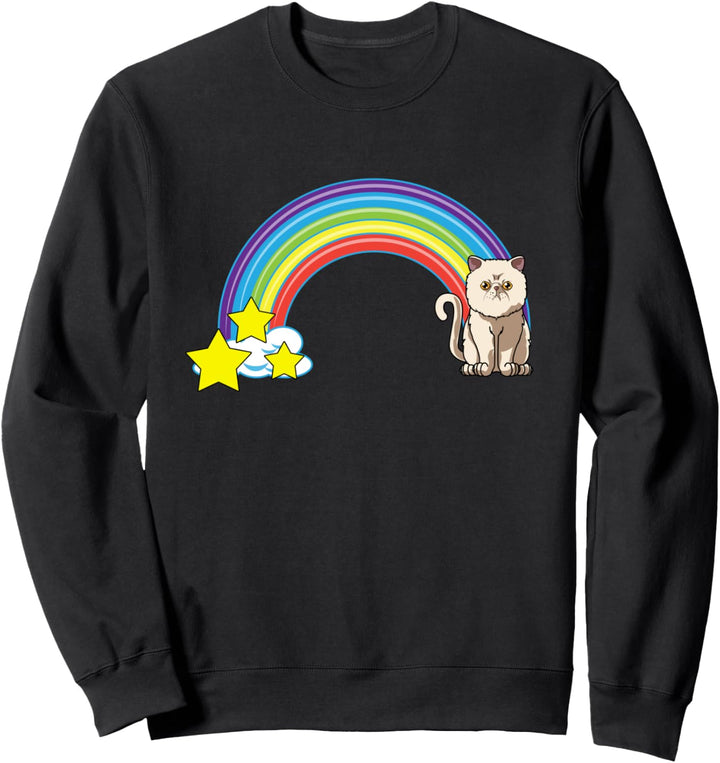 Regenbogen Exotische Kurzhaar-Katze Retro-Stil lustige Katze Sweatshirt