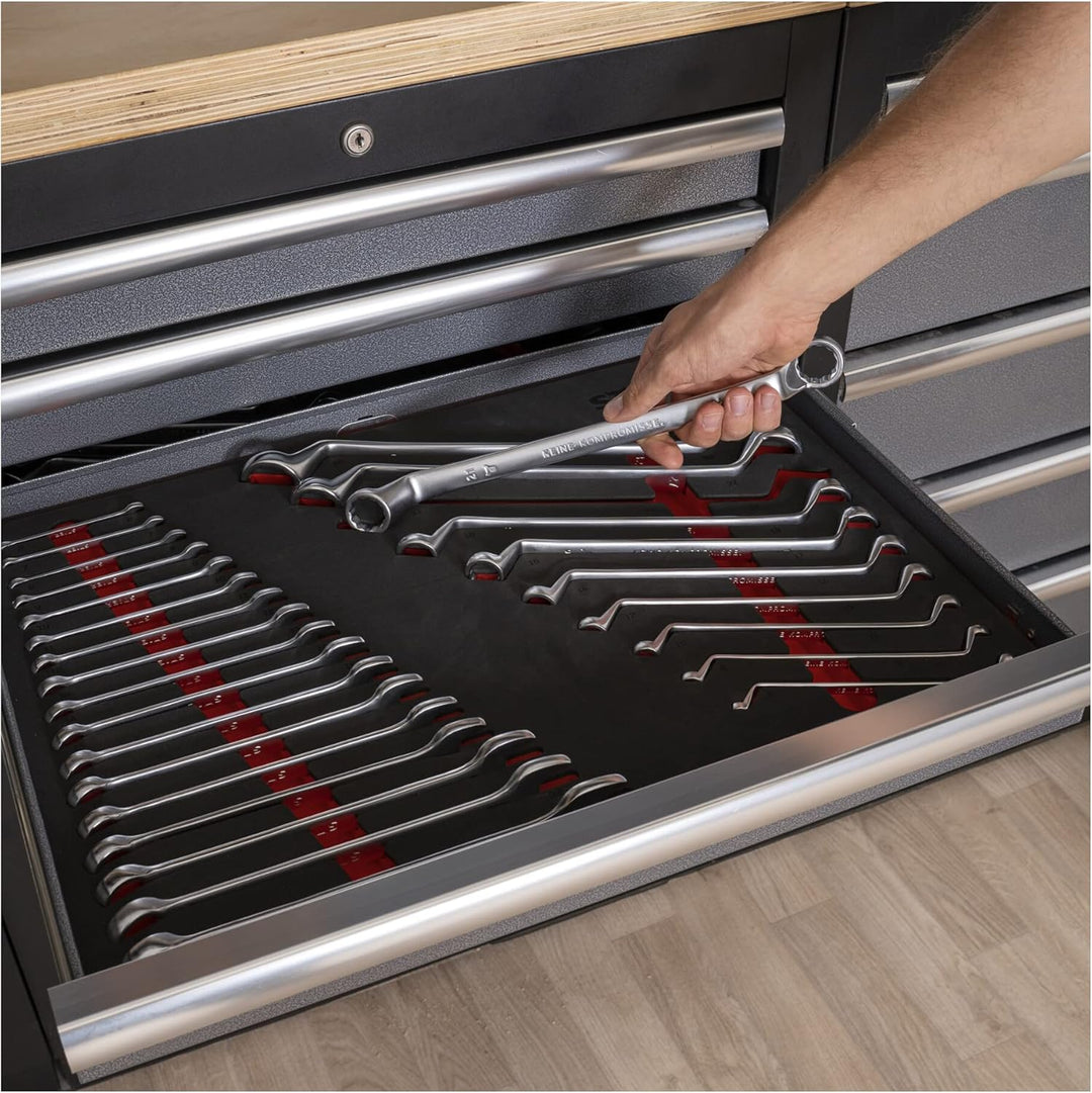 STIER Ringmaul- & Doppelringschlüsselsatz, 27-teilig, in Weichschaumeinlage, als Einlage Werkstattwa