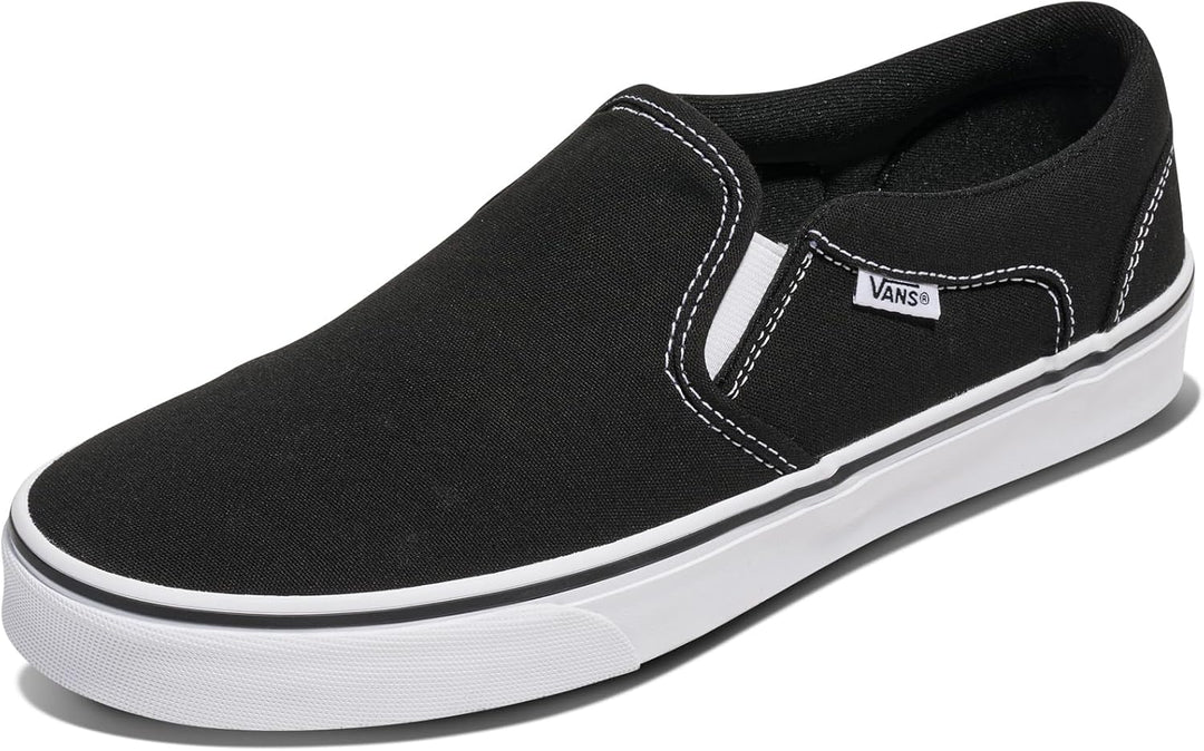 Vans Herren Asher Sneaker 38.5 EU Canvas Black White, 38.5 EU Canvas Black White