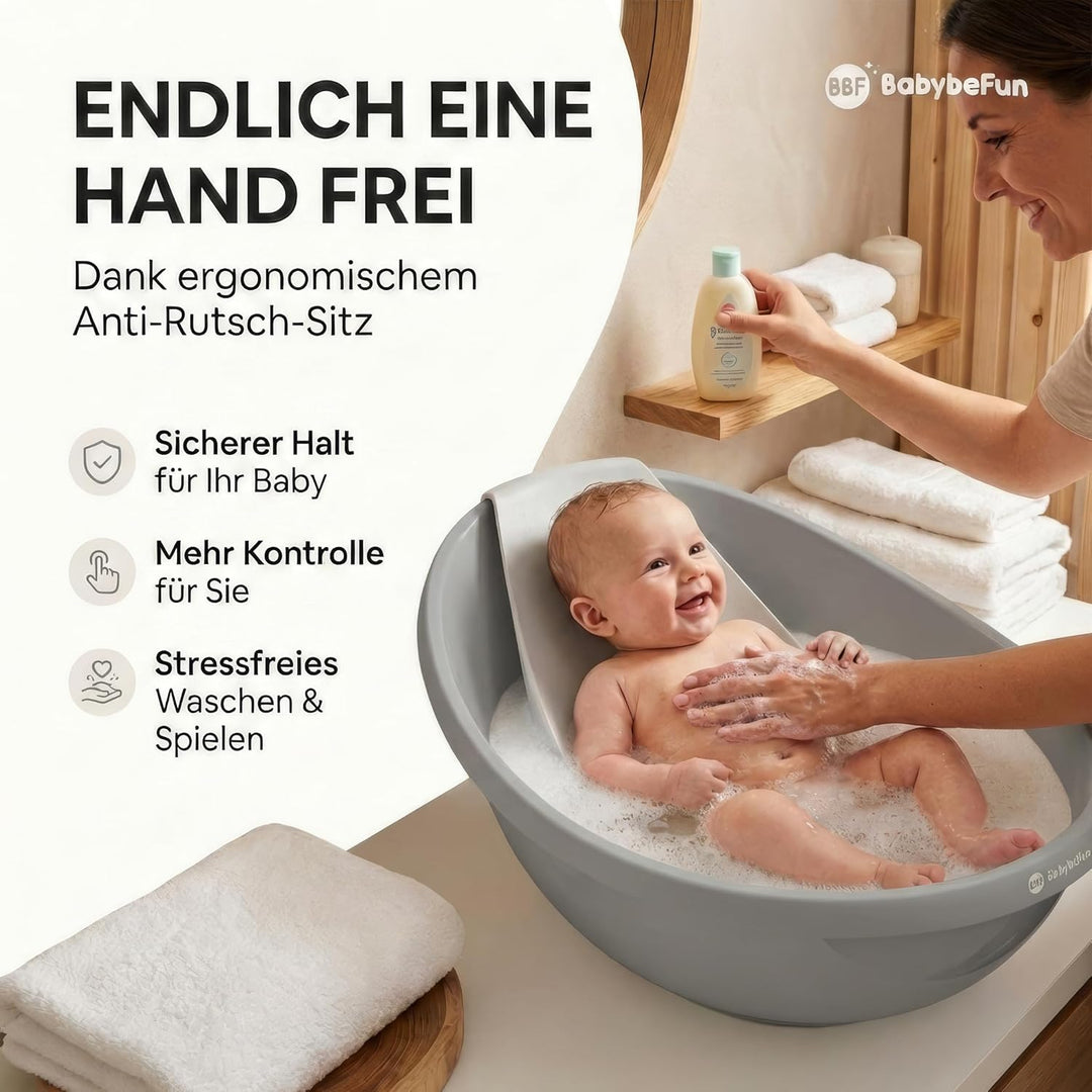 Baby Badewanne mit Badewanneneinsatz für Neugeborene - Testsieger - Rutschfeste Babybadewanne für Ba