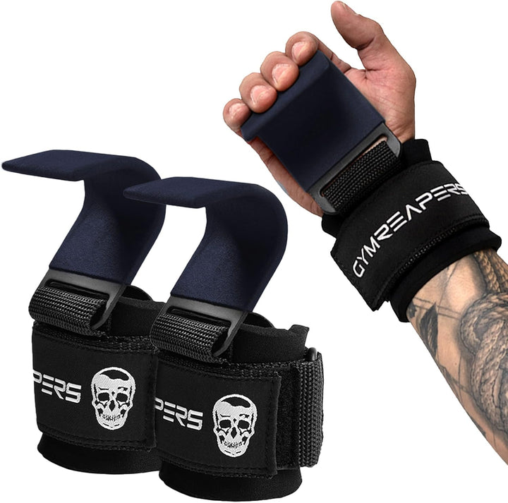 Gymreapers Weight Lifting Hooks (Pair), Heavy Duty Power Wrist Straps Hand Grip Support For Deadlift