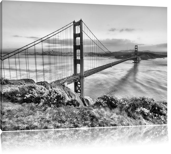 Pixxprint Golden Gate Bridge San Francisco / 100x70cm Leinwandbild bespannt auf Holzrahmen/Wandbild