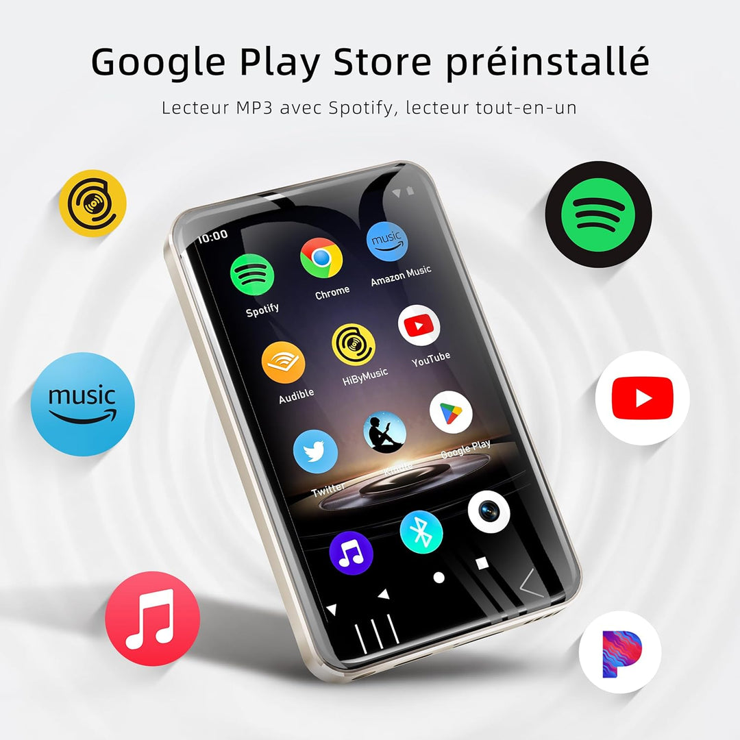 HIFI WALKER G7 MP3-Player mit Bluetooth & WLAN, Android 13, 144 GB Speicher, 3 GB RAM, 4-Zoll HD-Tou