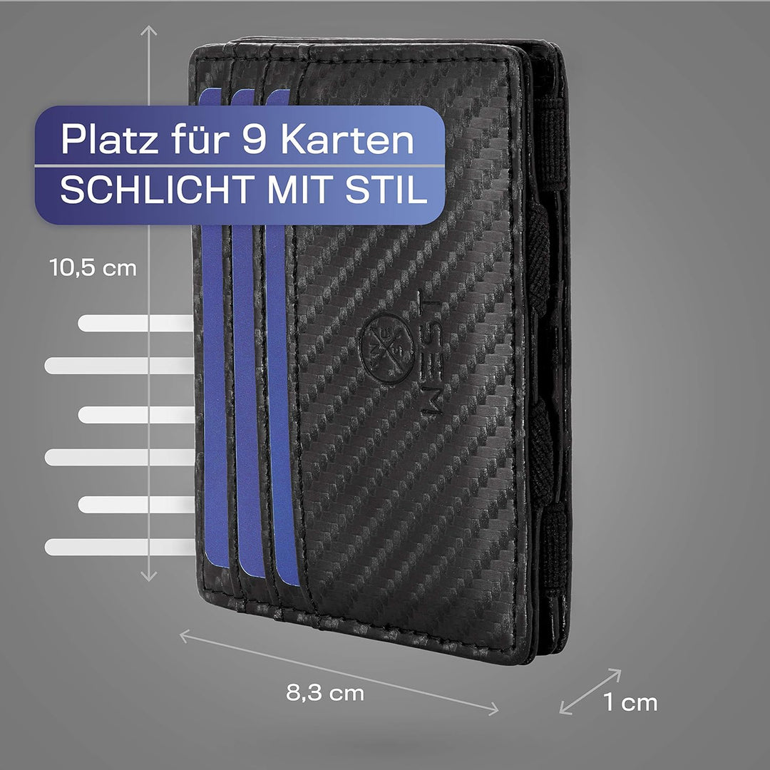WEST - Kreditkartenetui mit Münzfach – inklusive Geschenkbox – kleine Geldbörse für Herren mit RFID-