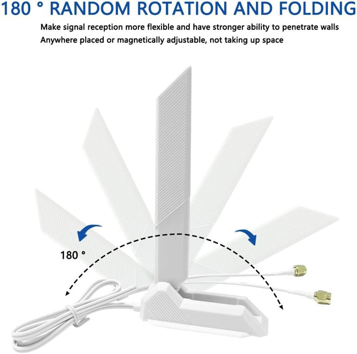 JINTAI High Gain 9dBi Tri-Band WiFi 6E Antenne mit Magnetfuss für ASUS für PC Desktop Computer - Omn