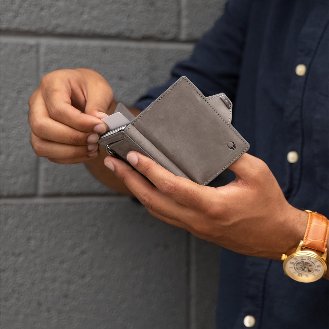 DONBOLSO Wallet Flip Geldbörse Herren - Slim Wallet mit Flipcase - Leder Kartenetui mit RFID Schutz