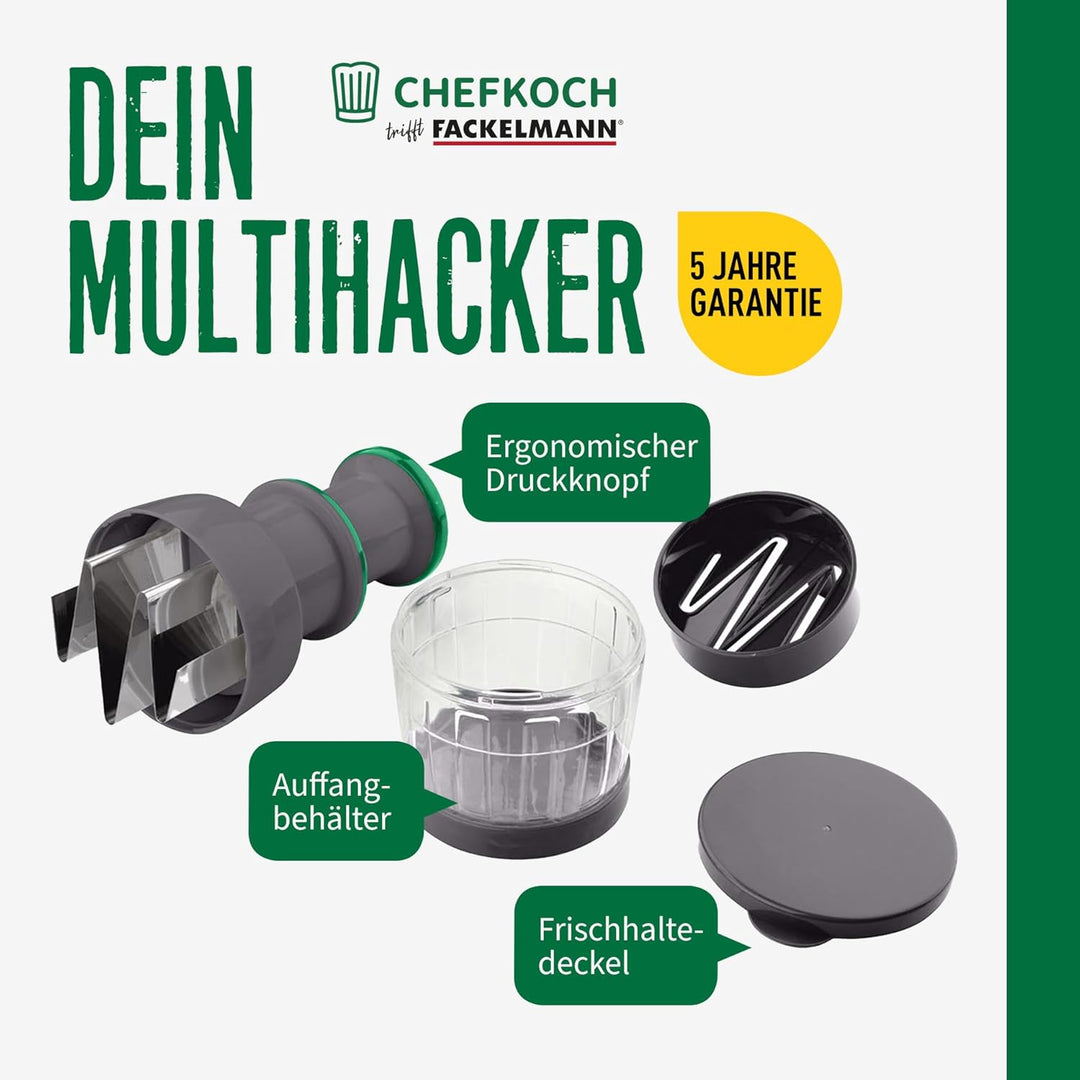 Chefkoch Gemüseschneider 2-teilig – Multihacker zum Zerkleinern von Zwiebeln, Gemüse, Kräuter & Co.